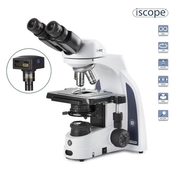 iScope 40X-1000X Binocular Compound Microscope w/ 5MP USB 3 Digital Camera & Plan IOS Objectives, Euromex, Mfr#: IS1152-PLI-5M3